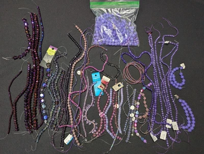 PURPLE Bead Lot 2+lbs 48 strands Glass Czech BULK Jade Amethyst Crsytal - Image 1 of 4