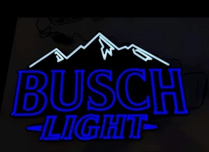 NEU Busch Light Mountains kultige LED Bier Bar Schild Leuchte Mancave 22,5 x 16 - Bild 1 von 5