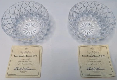 2 Vintage Lenox Collections 3.5" Diamond Cut Bowl Full Lead Crystal New In Box - Image 1 of 4