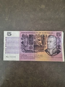 Commonwealth of Australia $5 Bank Note Phillips/Randall NGJ223309 - Picture 1 of 2