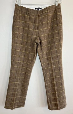 Pantalones de lana Chadwick’s Of Boston para mujer 12 marrón a cuadros pierna recta forrados Foto 1 de 4