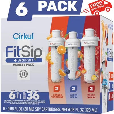 Cartuchos de sabor Cirkul FitSip PAQUETE DE 6 electrolitos ORNG TANG MX BAYA BLANCA CEREZA Foto 1 de 4