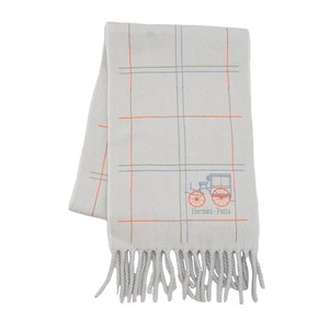 HERMES Clan Brode Berlin Scarf Cashmere100% Gris du Nord - Picture 1 of 7