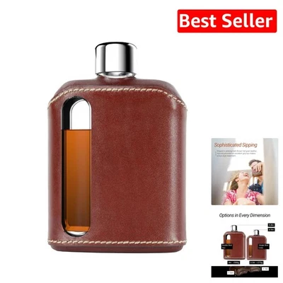 Frasco de cuero listo para la aventura para whisky y licores - duradero y elegante - 240 ml Foto 1 de 4