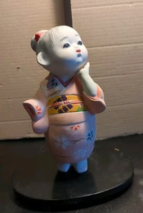 Vintage Hakata Puppe Geisha Mädchen handbemalt Biskuit Keramik Figur Japan - Bild 1 von 11