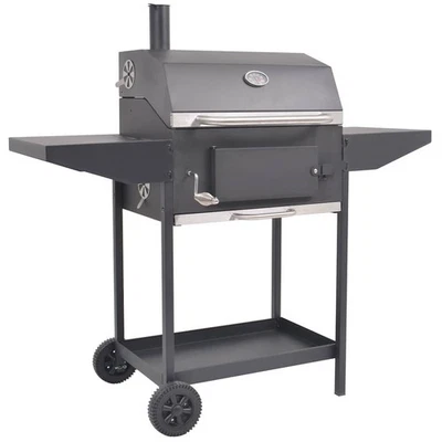 Barbecue a Carbonella con Ripiano Inferiore Nero BBQ Griglia Giardino vidaXL - Immagine 1 di 4