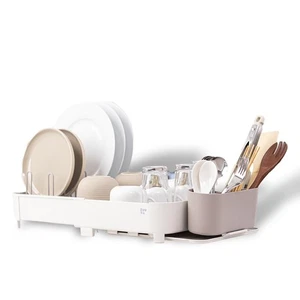 Estante de secado de platos con escurridor, extensible (17,5-25,4") estante grande para platos, fregadero... - Imagen 1 de 7