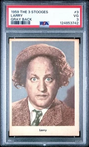 1959 Fleer The 3 Stooges Larry #3 Rookie RC PSA 3 VG Gray Back - Picture 1 of 2