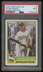 Jacob Wilson 2025 Topps Heritage variación de imagen SP #15 RC PSA 9 - Imagen 1 de 2