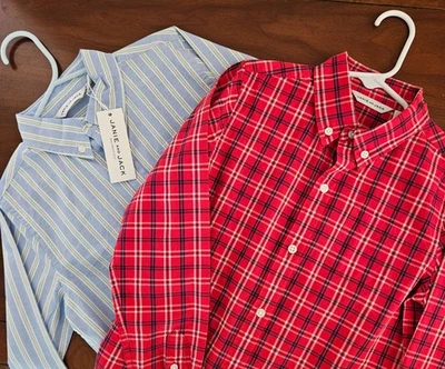 JANIE AND JACK Lot of 2 Cotton Button Down Long Sleeve Shirts Boys Size 7 NEW - Image 1 of 4