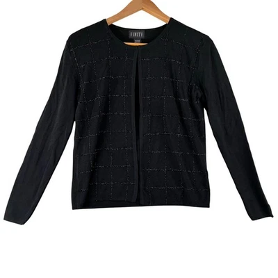 2件装复古Finity背心毛衣女式中号阅读黑色金属网格 — 第 1/4 张图片