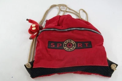 Mochila roja Kipling vintage años 90 mochila con cordón correas ajustables nailon Foto 1 de 4