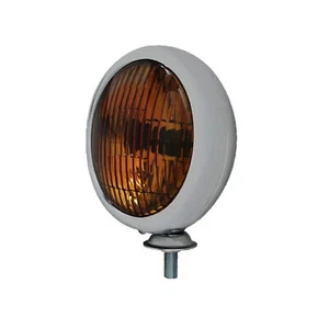 Chrome Vintage Classic Amber 5" Fog Light Housing Halogen H3 Bulb Glass Lens 6V - Picture 1 of 3