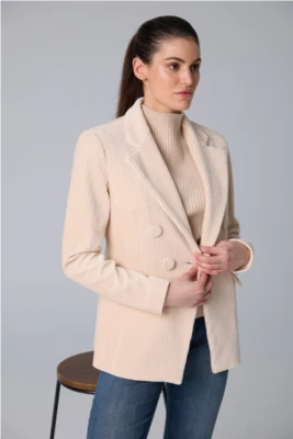 Iris Setlakwe Corduroy fitted jacket Blazer Bone Women's Size 12 NWT - Image 1 of 3