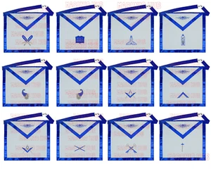 Masonic Blue Lodge Officer Aprons Set of 12 | Freemason Regalia Fraternity - Picture 1 of 19
