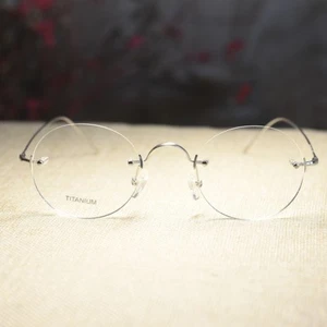 Titanium Round Glasses Steve Jobs eyeglasses Men's silver glasses Clear eyewear - Picture 1 of 10