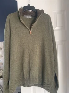 Oscar De La Renta Mens 1/4 Zip Pullover Mock neck Sweater Size XXL - Army Green - Picture 1 of 5