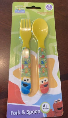 ¡NUEVO! Juego de 2 tenedores y cucharas para niños Sesame Street Beginnings 6+ meses Foto 1 de 4
