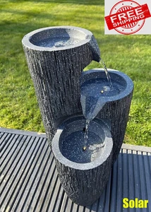 Solar Powered Garden Water Feature with LED Lights Cascade Water Fountain - Picture 1 of 6