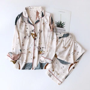 100 % viscosa manga larga pantalones pijama para mujer ropa de noche servicio al hogar PJS - Imagen 1 de 31