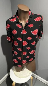 Camisa Naruto Shippuden Estampada Completa Abotonada Pequeña Negra Roja Nube - Imagen 1 de 6
