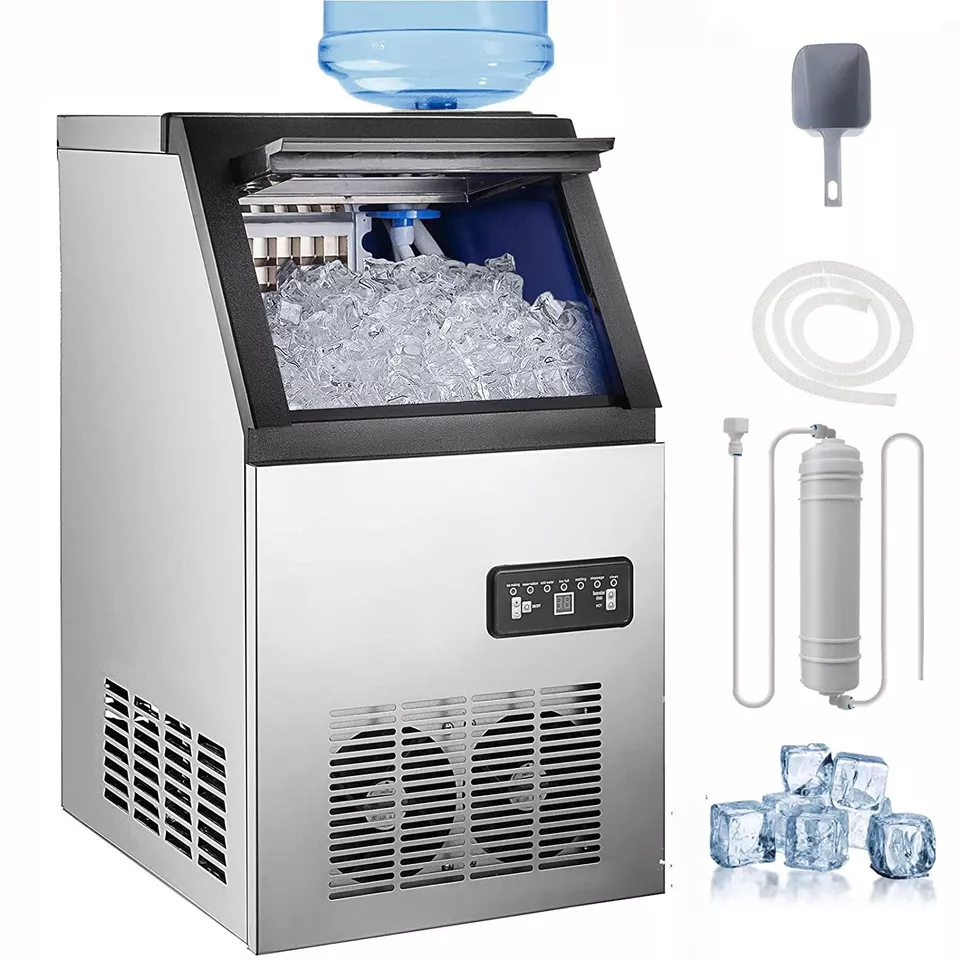 Commercial Ice Maker Machine 110lbs Stainless Steel Restaurant Ice Cube Making