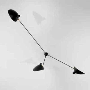 Large Tridente wall lamp Serge Mouille - Spider Sconce with 3 Arms in Black - Picture 1 of 10