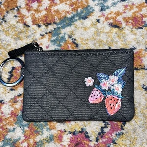 vera bradley custodia ID grigio denim/ricamato disegno frutta usata in ottime condizioni - Foto 1 di 8