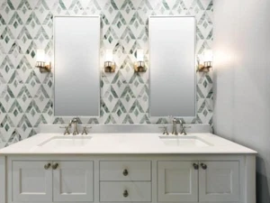 S58 Green/White Diamond Marble Mosaic Tile Kitchen Bathroom Polished, 7 sheets - Picture 1 of 6