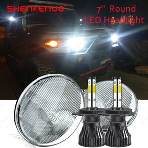 7 Inch led GLASS Headlight Round, ORIGINAL CLASSIC LOOK Headlamp Chrome pair - Picture 1 of 20