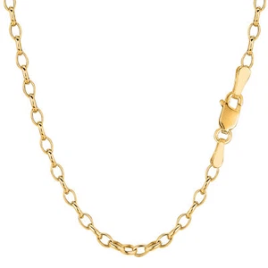 14k Yellow Gold Oval Rolo Link Chain Necklace, 3.2mm - Picture 1 of 5