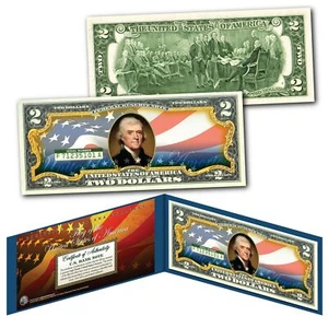 United States of America Flag "New Design" Legal Tender $2 Bill FULLY COLORIZED - Picture 1 of 1
