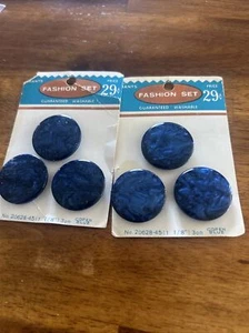 2 VINTAGE 1960-70s Grants Carded 3 Buttons Each 1-1/8” Beautiful Copen Blue - Picture 1 of 3