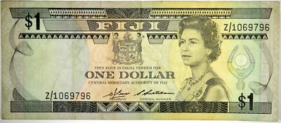 1983 年 FIJI $1 美元 ~ 很好 VF ~ 替换 Z 注! 价格合适! INV#796 — 第 1/2 张图片