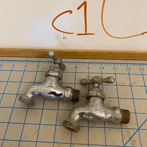 Pair Vintage McDonald Metal Water Spigot Faucet Plumbing Fixtures Chrome - Picture 1 of 15