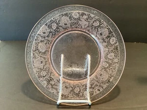 U.S. Glass Tiffin Flower Garden with Butterflies Pink 10" Dinner Plate - Picture 1 of 5
