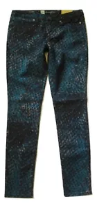 Nuevos Pantalones de mezclilla ajustados MOSSIMO azul con estampado de piel de serpiente calce 4 cintura media curvilínea para mujer talla - Imagen 1 de 4