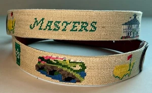 2025 Masters Smathers & Branson Stone Ivory Icon Golf Belt Needle Point Sz 38 🔥 - Picture 1 of 3