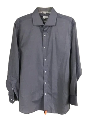 Bachrach Mens Long Sleeve Slim Fit 16 32/33 Blue Button Down Shirt - Image 1 of 4