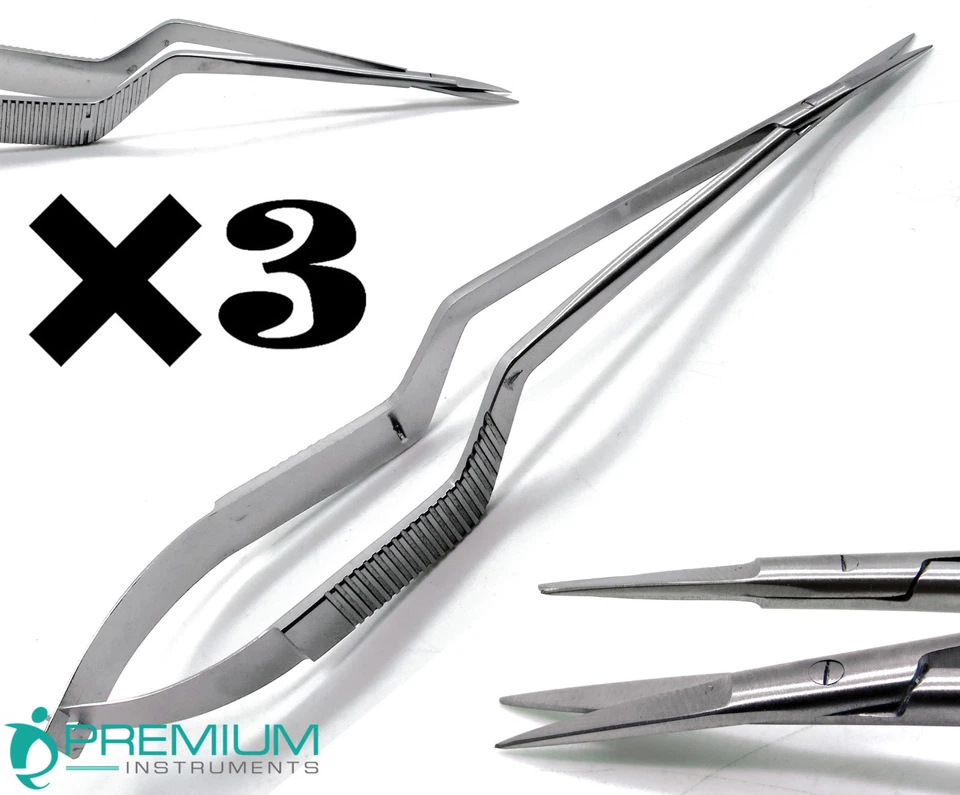 3 Piezas Nuevas Micro Tijeras 7.5" Yasargil Instrumentos Quirúrgicos Rectos Afilados/Afilados Foto 1 de 4
