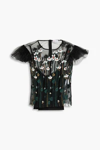 UK8 IT40 RED VALENTINO black embroidered blouse BNWT designer top floral size 8 - Picture 1 of 8