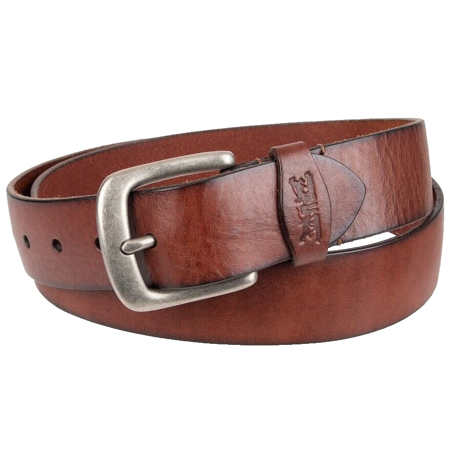 Levi's Men's Brown Leather Reversible 38mm Metal Buckle Formal Casual Belt Large