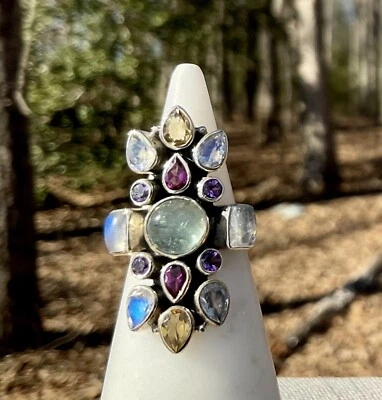 Anillo Nicky Butler grande de plata, piedra lunar, amatista, peridoto citrino talla 6 Foto 1 de 4