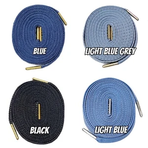 Denim Flat Laces for Air Jordan 4 6 Dunk SB Force Max 1 Asics Light Blue Black - Picture 1 of 5