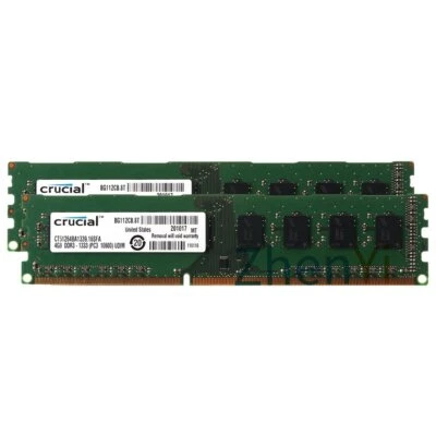 For Crucial 8GB 2x 4GB 2GB DDR3 PC3-10600U 1333MHz 240Pin Desktop Memory RAM Lot - Image 1 of 4