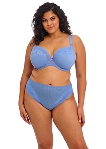 ELOMI NERINA CORNFLOWER UNDERWIRE STRETCH PLUNGE BRA & HIGH BRIEF 36FF / 14FF 16 - Foto 1 di 1
