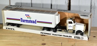 VINTAGE ERTL PETERBILT SEMI TRACTOR TRAILER REFRIGERATED FARMSTEAD  - Image 1 of 4