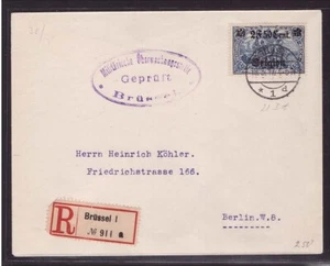 Besetzung I Weltkrieg Belgien 24 I A gestempelt R-Brief geprüft (22268) - Picture 1 of 1