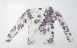 Matalan Womens White Floral Viscose Blend Sweatshirt Size 12 - Picture 1 of 12