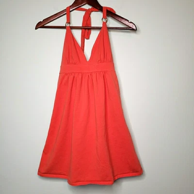 Moda International Halter Sun Dress Built-in Bra Coral Orange Beach Resort Sz XS - Image 1 of 4